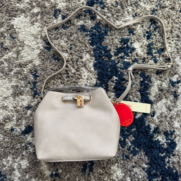 JERIKA Vieta SOLID LOCK CENTER SMALL TOTE BAG WITH STRAP New grey - Picture 3 of 7